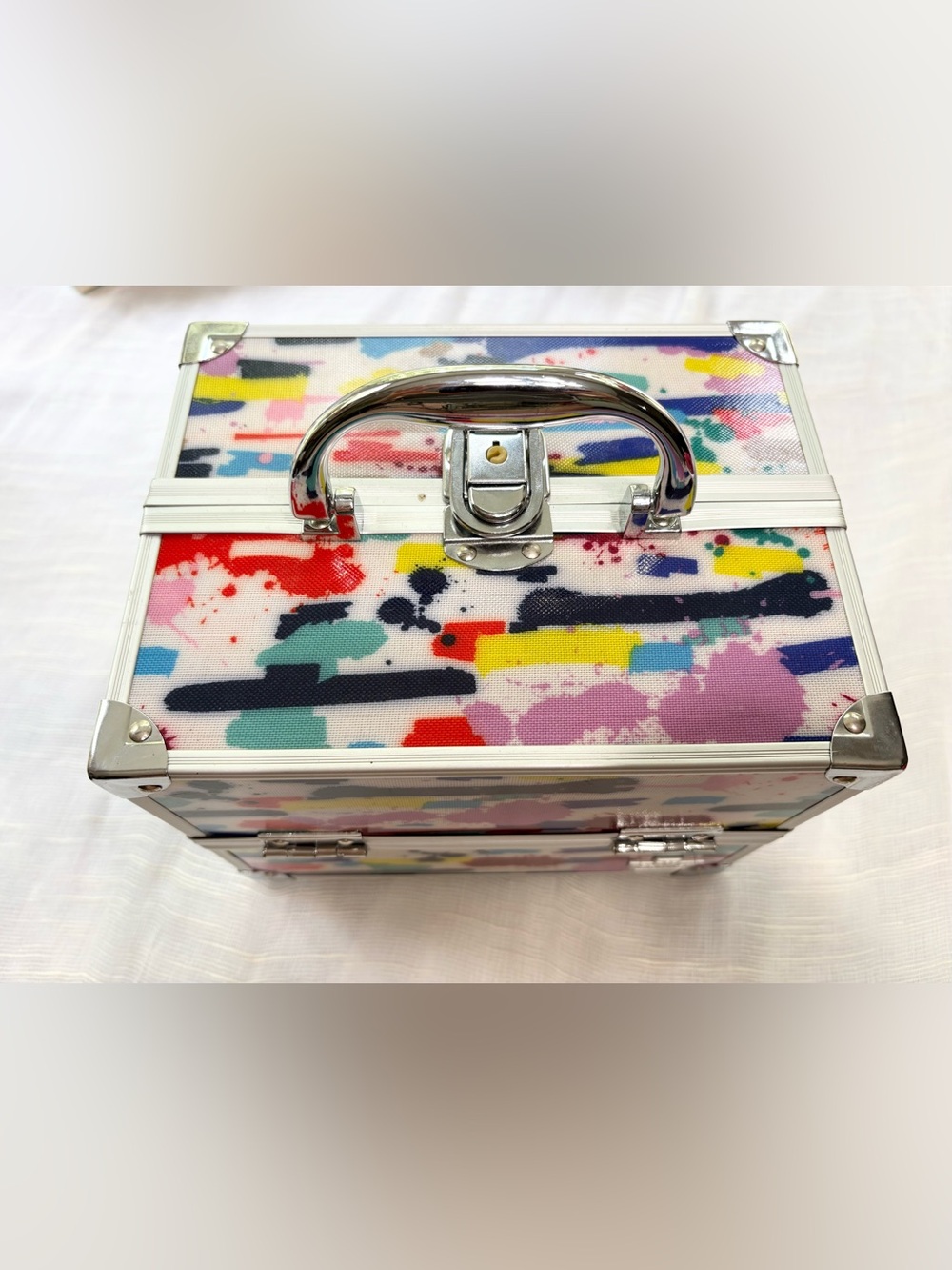 Caboodles Colorful Paint Splatter Makeup Train Case Organizer